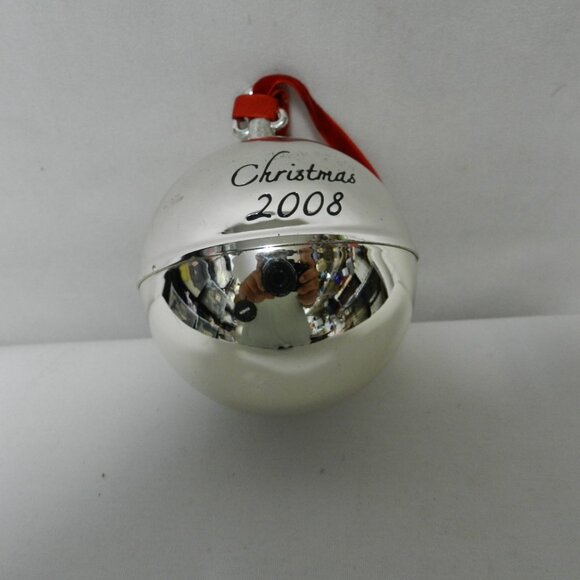 Pottery Barn Silver Music Ball Christmas 2008 ornament silver plated - Picture 3 of 4